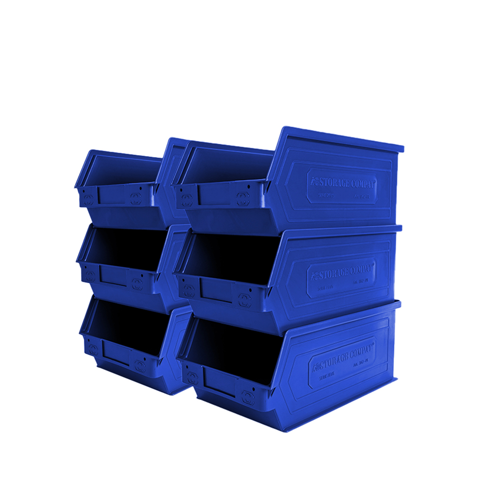 Storage Compat 6 Pack Small Storage Bin, Wall Mount Storage, Hanging and Stacking Bin, Freestanding | 12” x 8” x 6” Plastic Container | Zeus 3A2PLZ06