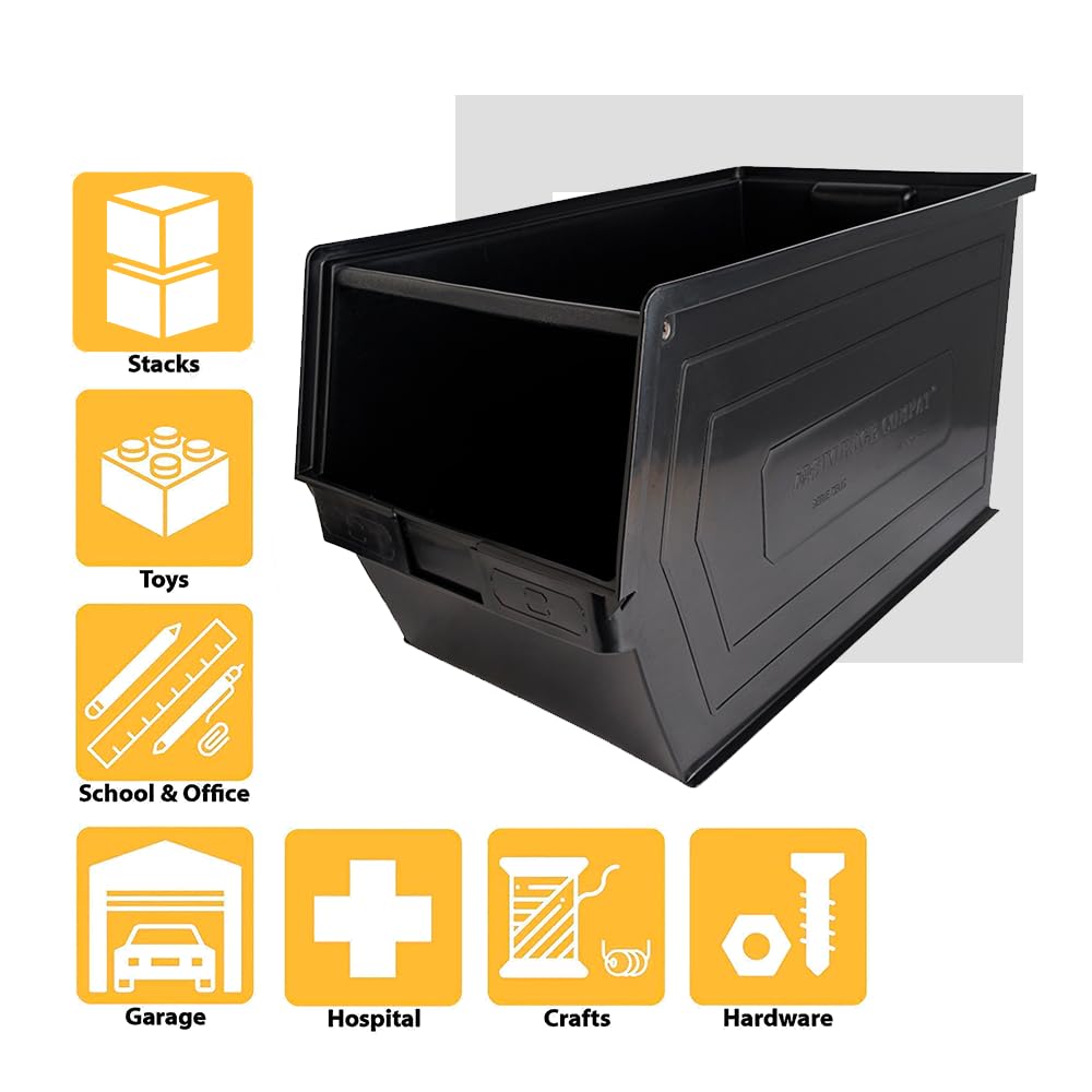 Zeus 4A5PLZ Plastic Storage Bing, Hanging Stacking Containers (20-Inch x 12-Inch x 8-Inch) (BLACK) x60