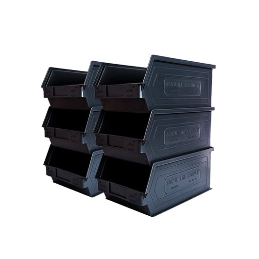 Storage Compat 6 Pack Small Storage Bin, Wall Mount Storage, Hanging and Stacking Bin, Freestanding | 12” x 8” x 6” Plastic Container | Zeus 3A2PLZ06