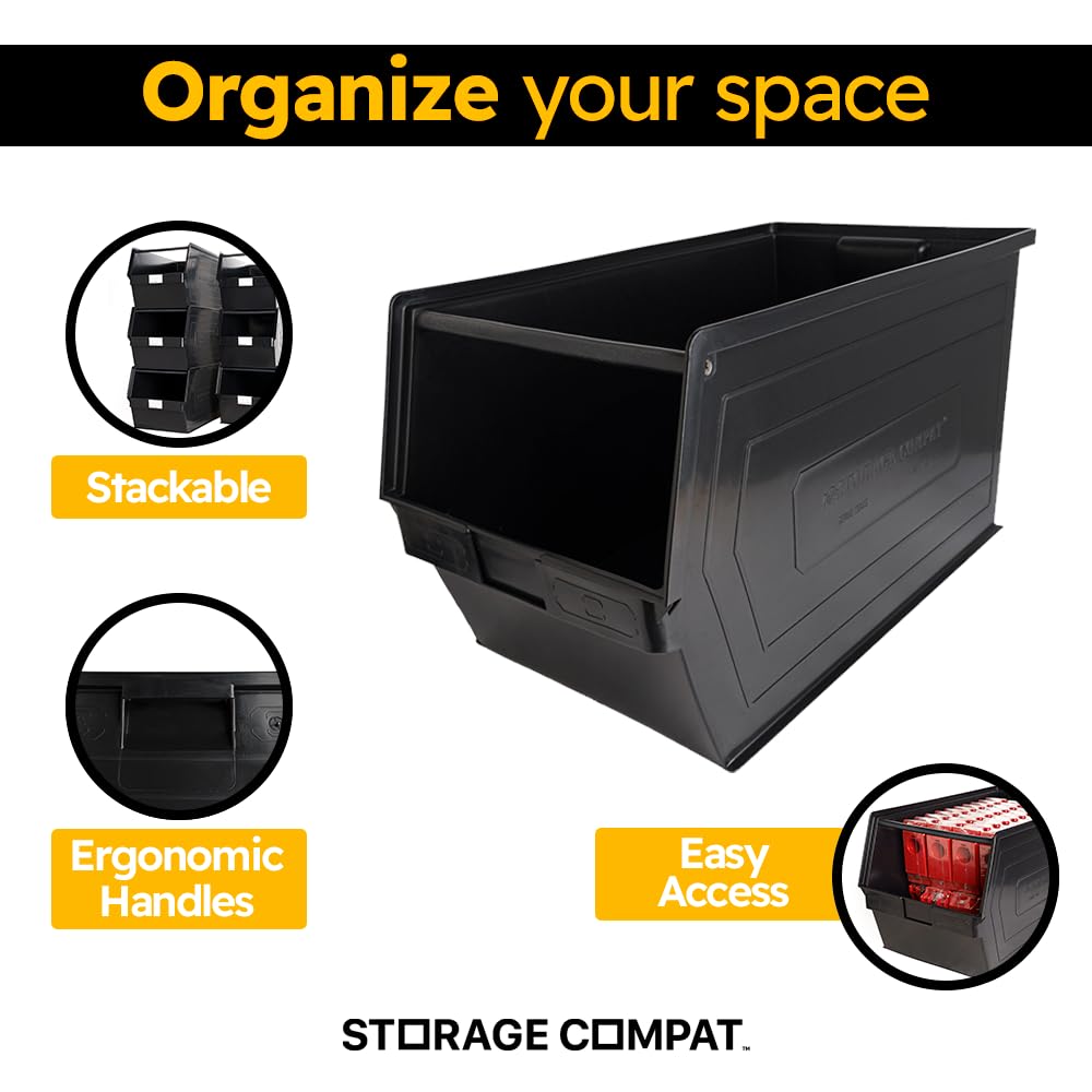 Zeus 4A5PLZ Plastic Storage Bing, Hanging Stacking Containers (20-Inch x 12-Inch x 8-Inch) (BLACK) x60