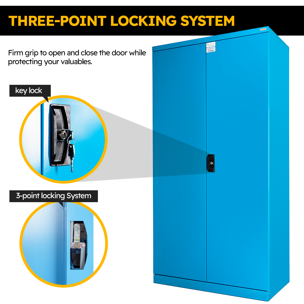 Heavy-Duty metal cabinet FAA140001 (40.28 x 21.85 x 78.74h inches), Spacious Storage, locking cabinet with Adjustable Shelves, blue, Secure Storage, Garage Cabinet, for Office, Home, and Gym