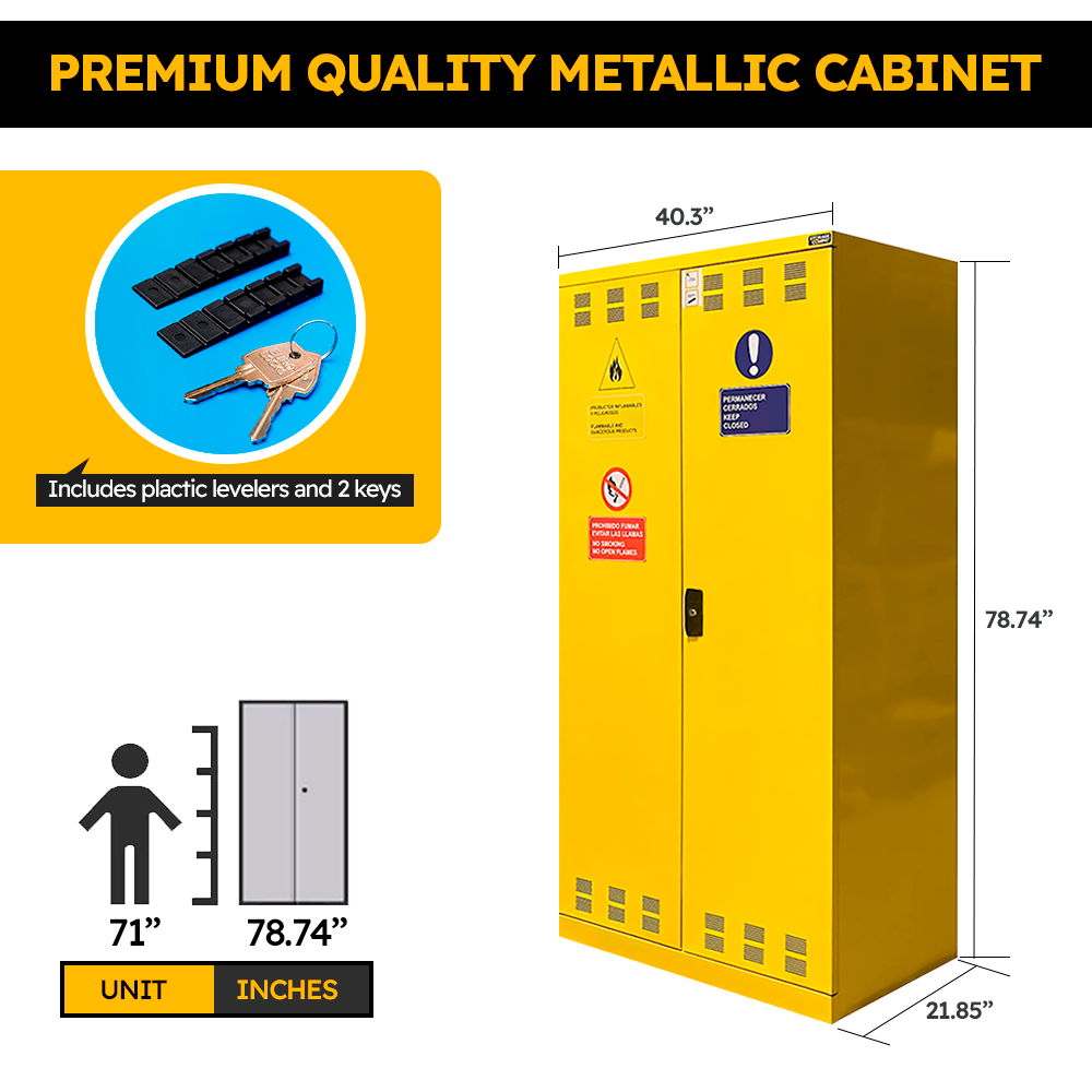 Heavy-Duty Metal Storage Cabinet with Spill-Proof Tray & High Load Capacity – Ideal for Hazardous Materials - FAA16200130