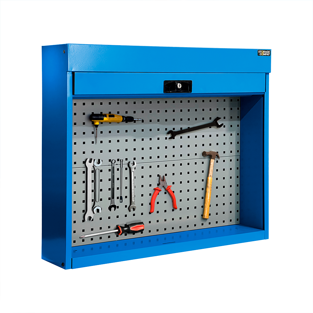 Cabinet with louvered shutter FBL701260 Blue - Secure Tool Organization, Blue Color Option, Wall or Workbench Mounted Storage Solution. Ideal Compatibility for garages, workshops, and Industrial Spaces.