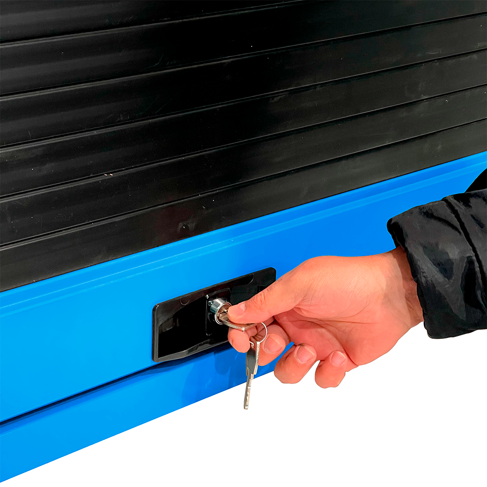 Cabinet with louvered shutter FBL701260 Blue - Secure Tool Organization, Blue Color Option, Wall or Workbench Mounted Storage Solution. Ideal Compatibility for garages, workshops, and Industrial Spaces.