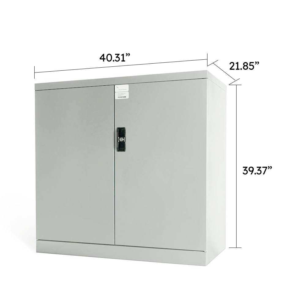 Metal Storage Cabinet with Door Wardrobe and Magnetic Closure Garage Storage Cabinet, Offices and Warehouses, Secure Utility Organization, 39'' High Adjustable Shelves, Gray
