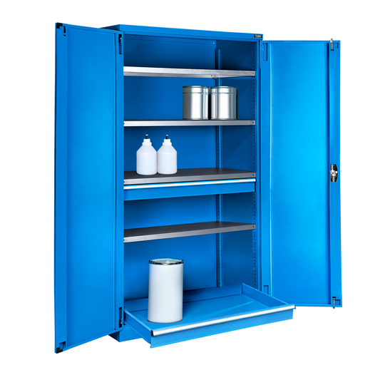Heavy-Duty Metal Storage Cabinet with Adjustable Shelves, High-Power Magnetic Doors, and 3-Point Lock - FAA140008EF