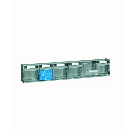 Metal Rear panel with plastic transparent tilting bins