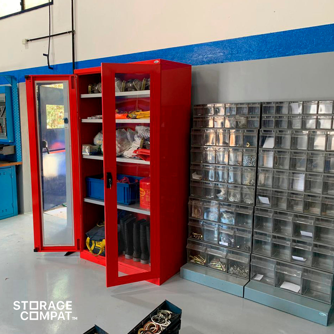 Durable Metal Safety Cabinet with High-Powered Magnet and Adjustable Shelves - 40.28 x 21.85 x 78.74 inches, 1,764 lbs Capacity - FAA140401