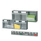 Revolving shelves with transparent plastic containers for small parts