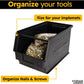 Storage Compat Bins - drawer organizer Zeus 3PLZ - Ideal for Warehouses, Workshops and Assembly Lines, Screws and Nails, Hardware and Tool Storage, Black, 13.77x7.87x7.87 Inches, (Pack x9)