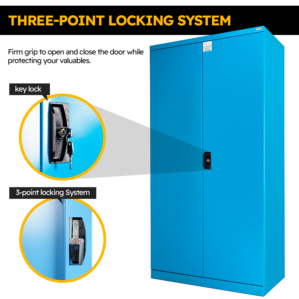 Heavy-Duty Metal Storage Cabinet with Adjustable Shelves, Magnetic Doors, and 3-Point Locking System – Perfect for Industrial Use - FAA140254