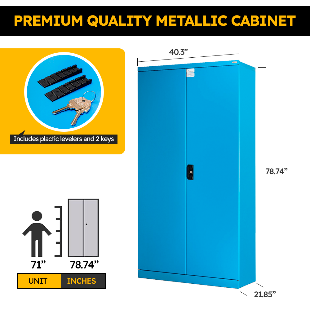 Heavy-Duty Metal Storage Cabinet with Adjustable Shelves, Magnetic Doors, and 3-Point Locking System – Perfect for Industrial Use - FAA140254