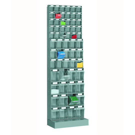 Metal Rear panel with plastic transparent tilting bins