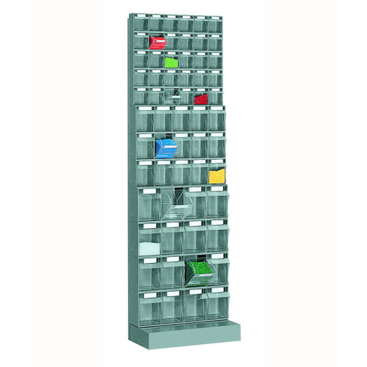 Metal Rear panel with plastic transparent tilting bins