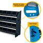 Metal organizer with plastic desk and storage drawers - For use as a free standing  or wall mounted shelf - FLCC10052 BLACK