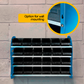 Metal organizer with plastic desk and storage drawers - For use as a free standing  or wall mounted shelf - FLCC10052 BLACK
