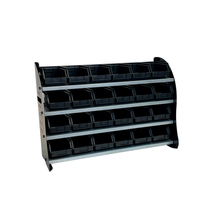 Metal organizer with plastic desk and storage drawers - For use as a free standing  or wall mounted shelf - FLCC10052 BLACK